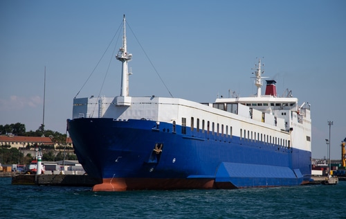 Roro Ship in Port: Import Car in Belgium