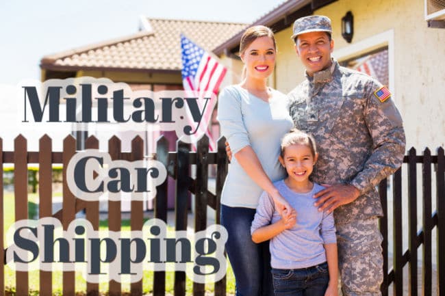 Military couple with daughter next to their home