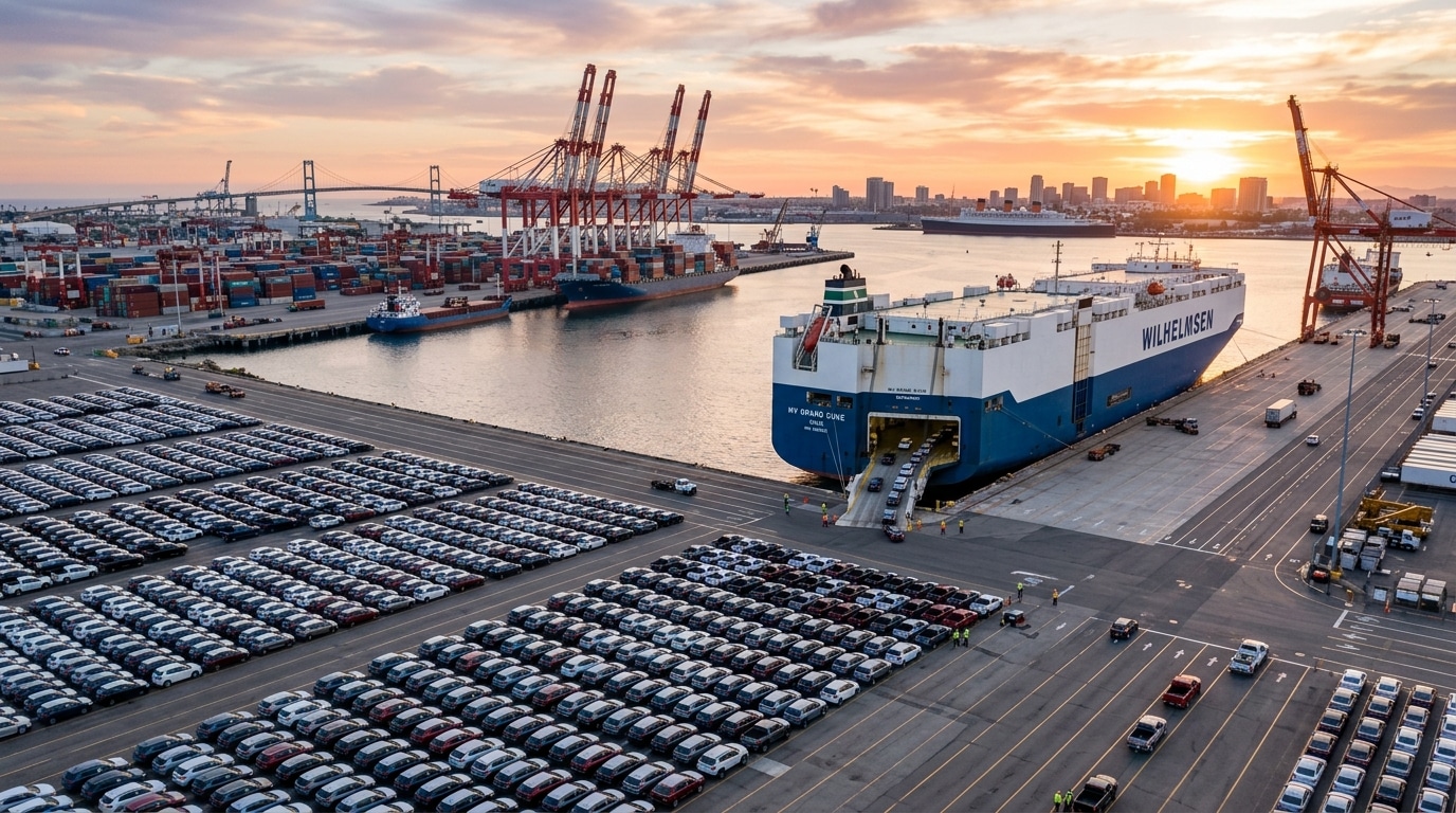 International vehicle shipping operations at the Port of Long Beach marine terminal