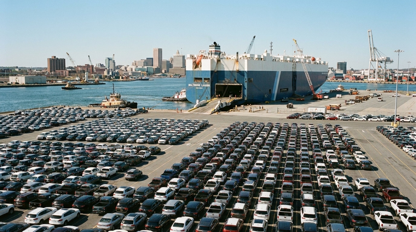 International vehicle shipping operations at the Port of Baltimore marine terminal