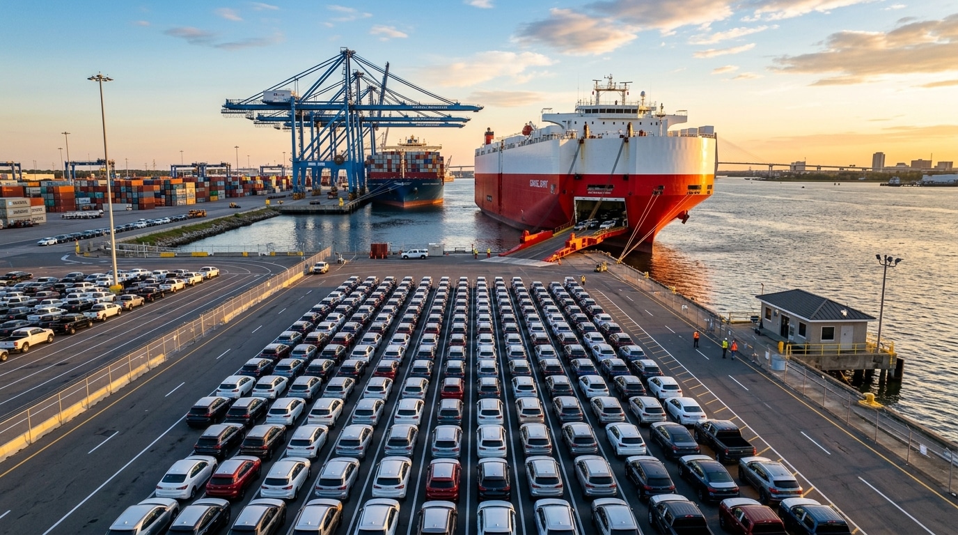 International vehicle shipping operations at the Port of Charleston marine terminal